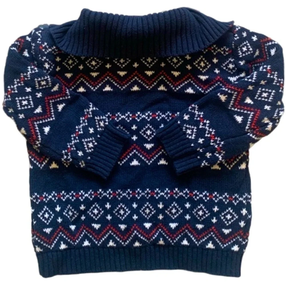 Genuine Kids Blue & Red Knit Long Sleeve Sweater